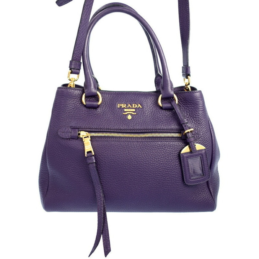 Prada Vitello Phenix leather 2way handbag Purple